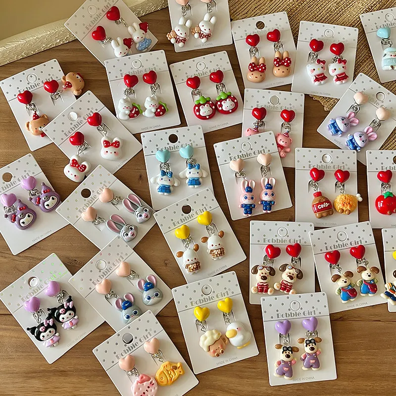Cute Bunny Clip-On Earrings for Girls – Sweet Kids Earrings Without Piercing, Pain-Free Ear Clips for Toddlers, Adorable Rabbit Drop Earrings for Little Girls, Non-Piercing Kids Jewelry